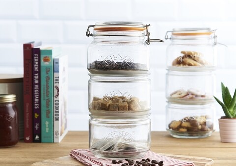 Set 3 recipiente pentru depozitare, Kilner, Alegria, sticla, transparent Alegria