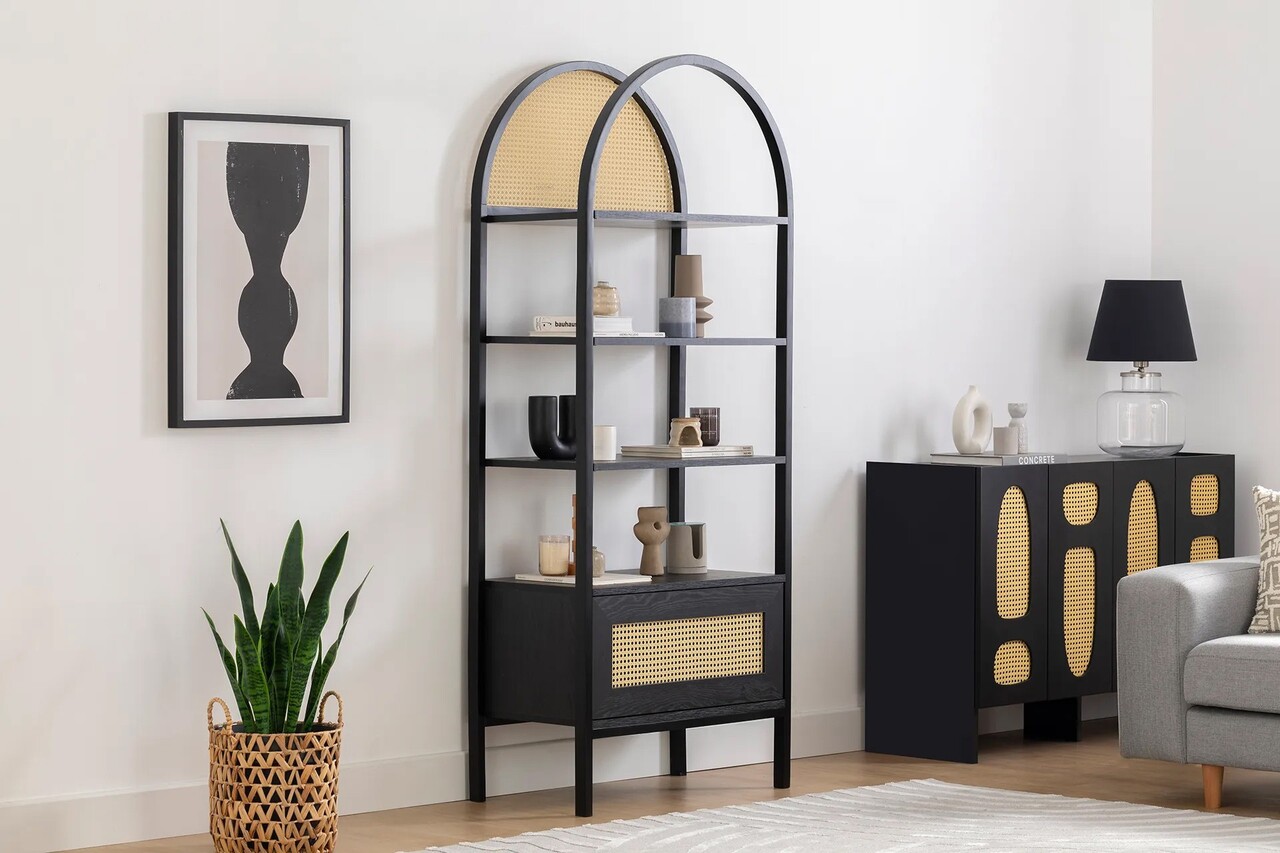 Corp biblioteca, Howard, Nala 76, 76x185x40 cm, PAL, Negru - 1 | YEO