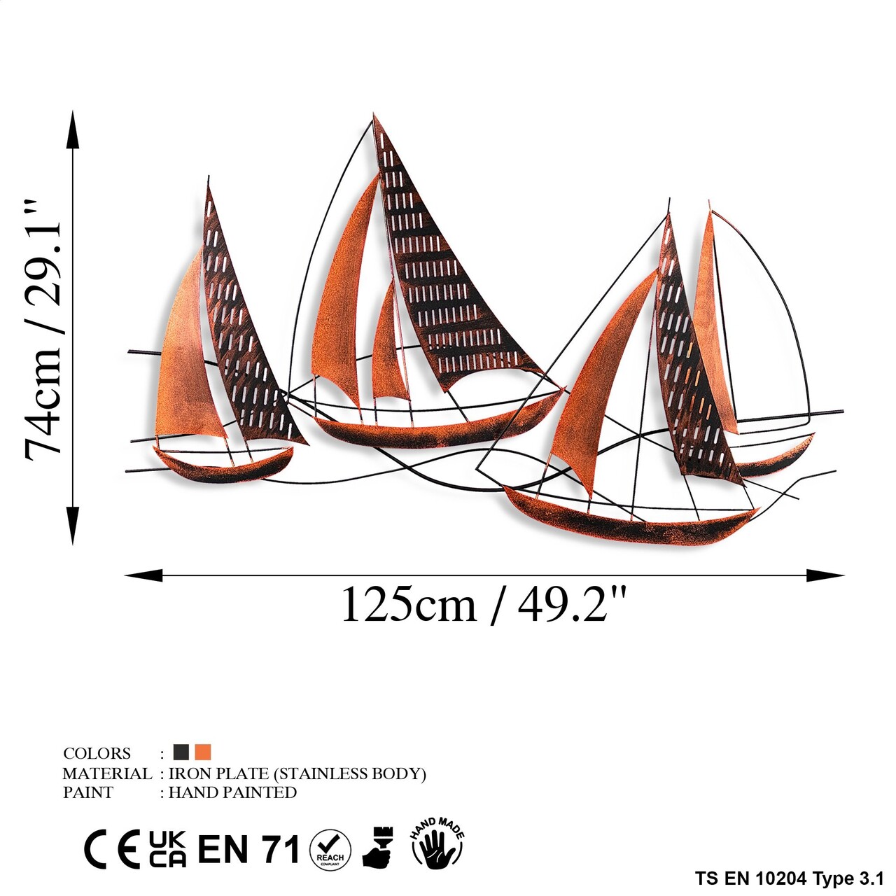 Decoratiune de perete, Barbaros 3, Dimensiuni: 125 x 74 x 4 cm, Multicolor - view 8