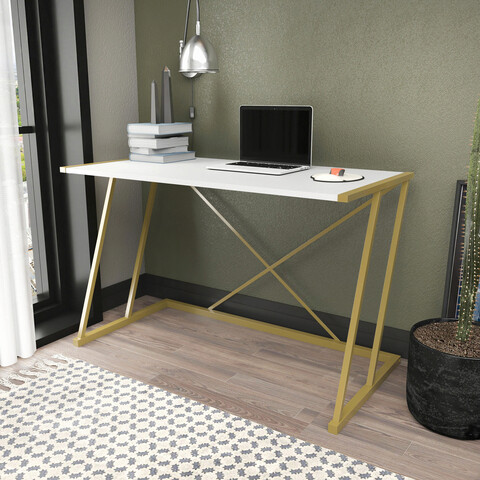 Birou, retricy, adelaide, 114x60x75 cm, pal, aur/alb