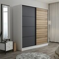 Dulap pentru haine, Minerva, Kale, 180x190x52 cm, PAL, Alb / Antracit / Dore