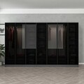 Dulap pentru haine, Minerva, Kale, 315x210x52 cm, PAL, Antracit / Negru