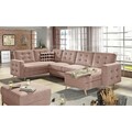Coltar extensibil reversibil 5 locuri ELTAP, AsdU-24, Asgard, 326x202x93 cm, lemn/poliester, roz deschis