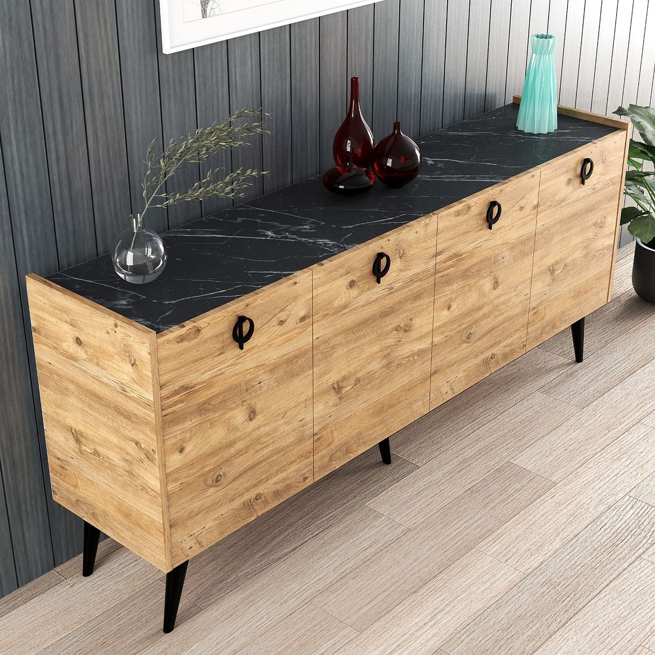Consola, Hanah Home, Kaya, 180x79x40 cm, Maro - view 4