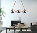 Lustra Rope, Mauro Ferretti, 84 x 20 x 88 cm, 3 x E27, 20W, fier/sfoara, maro/negru