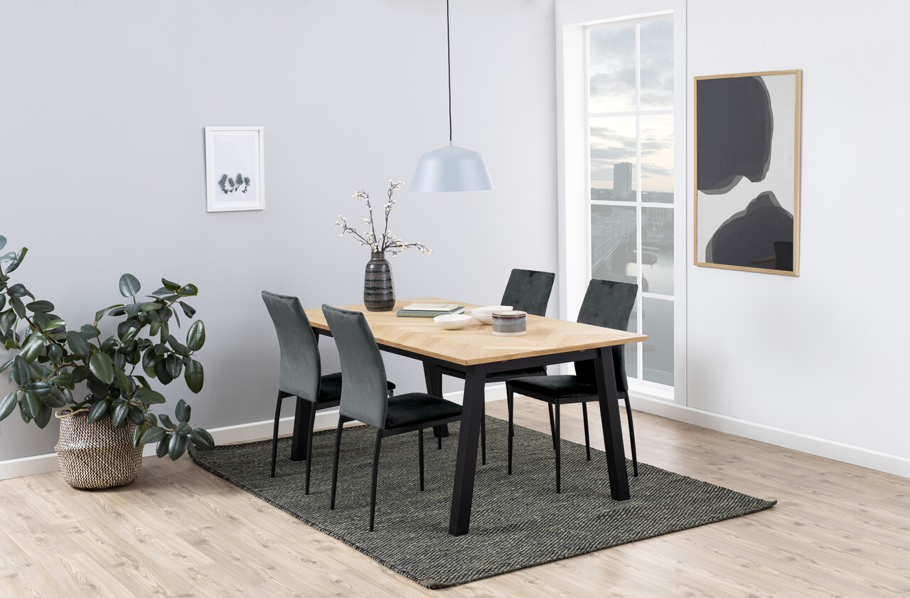 Scaun Demina, Actona, 43.5x53x92 cm, catifea/otel, gri inchis - view 5