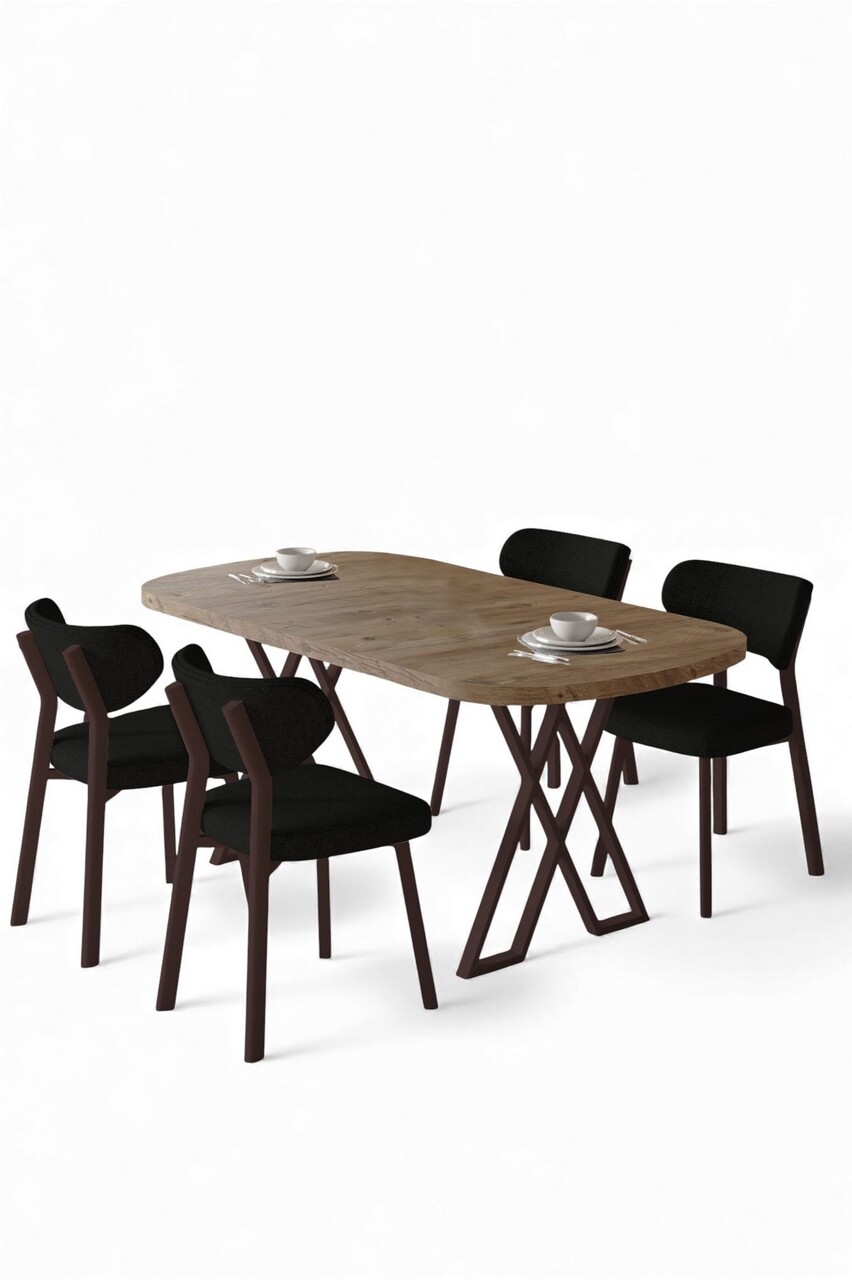 Set masă și scaune (5 bucăți), Hanah Home, Axton, Pin Atlantic / Negru - view 2