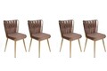 Set scaune 4 piese, Nmobb, Kuşaklı-213 V4, Metal, Maro deschis / Auriu