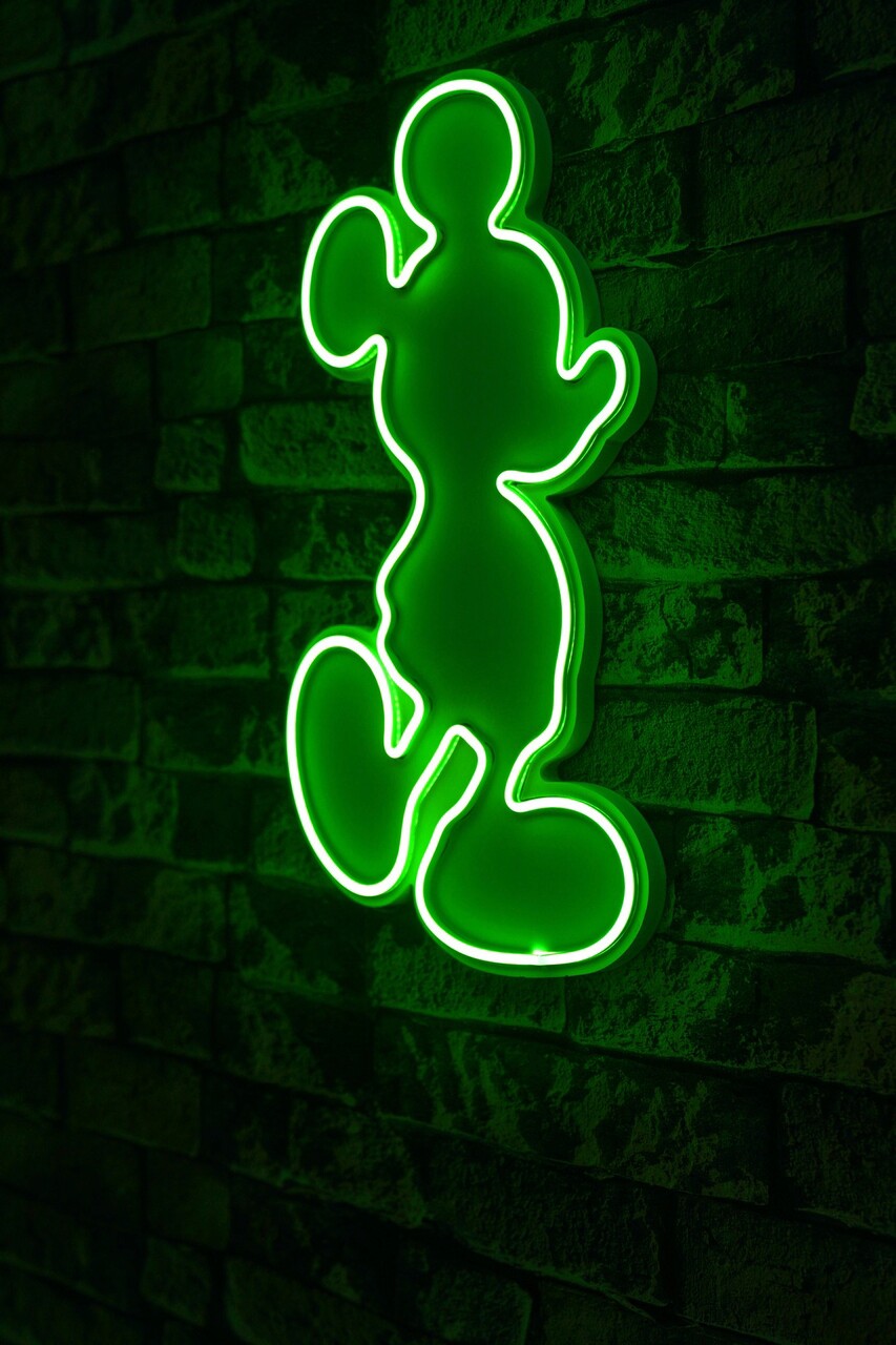 Decoratiune luminoasa LED, Mickey Mouse, Benzi flexibile de neon, DC 12 V, Verde
