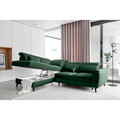 Coltar extensibil stanga 4 locuri ELTAP, LT-35LO, Noble, 255x201x100 cm, lemn/poliester, verde inchis