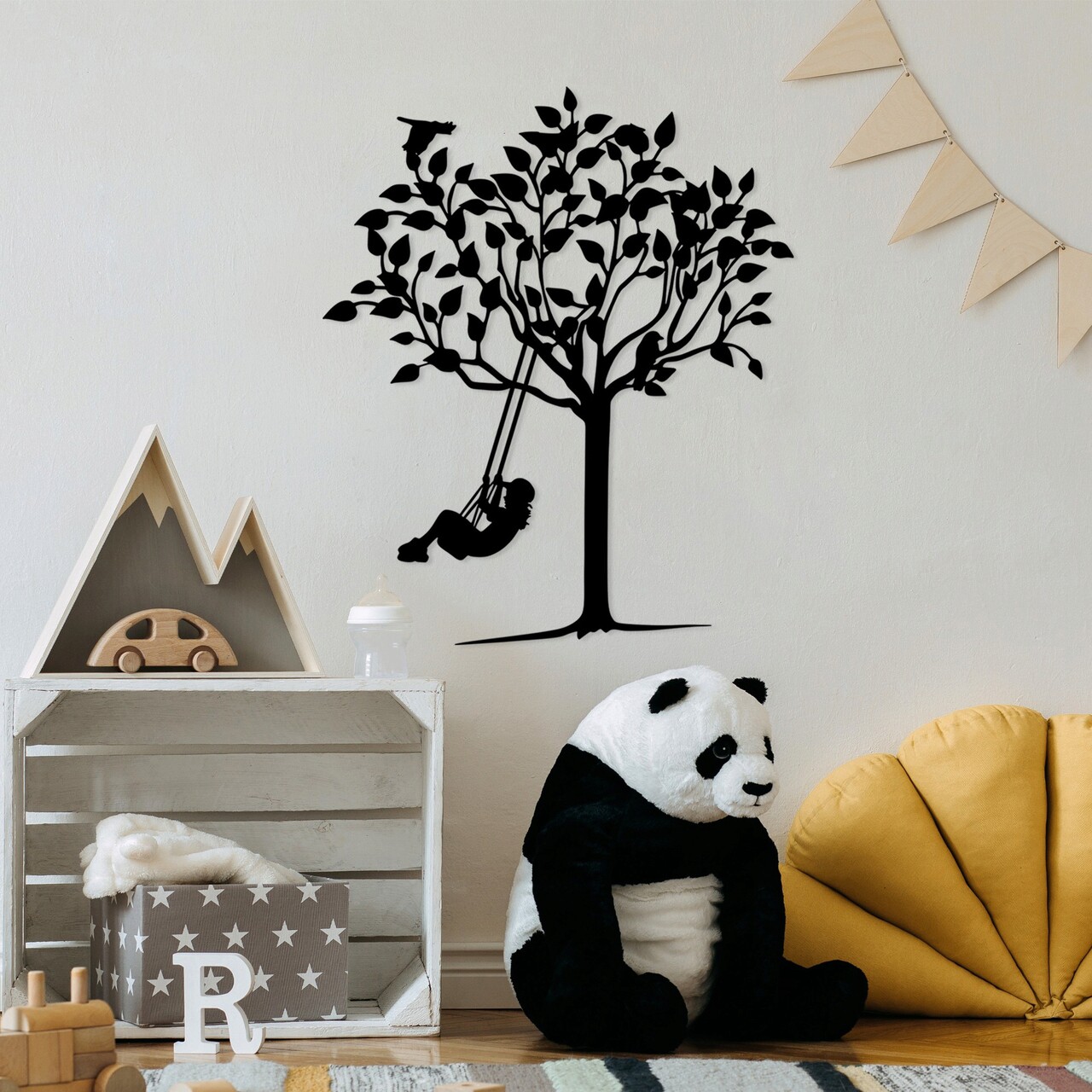 Decoratiune de perete, Swinging Kid, Metal, Dimensiune: 56 x 70 cm, Negru - 2 | YEO
