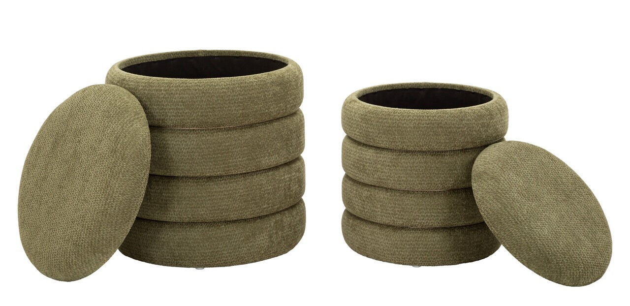 Set 2 taburete cu spatiu de depozitare, Mauro Ferretti, Nordic Style, 44x47 cm, poliester/MDF, verde — imaginea 6