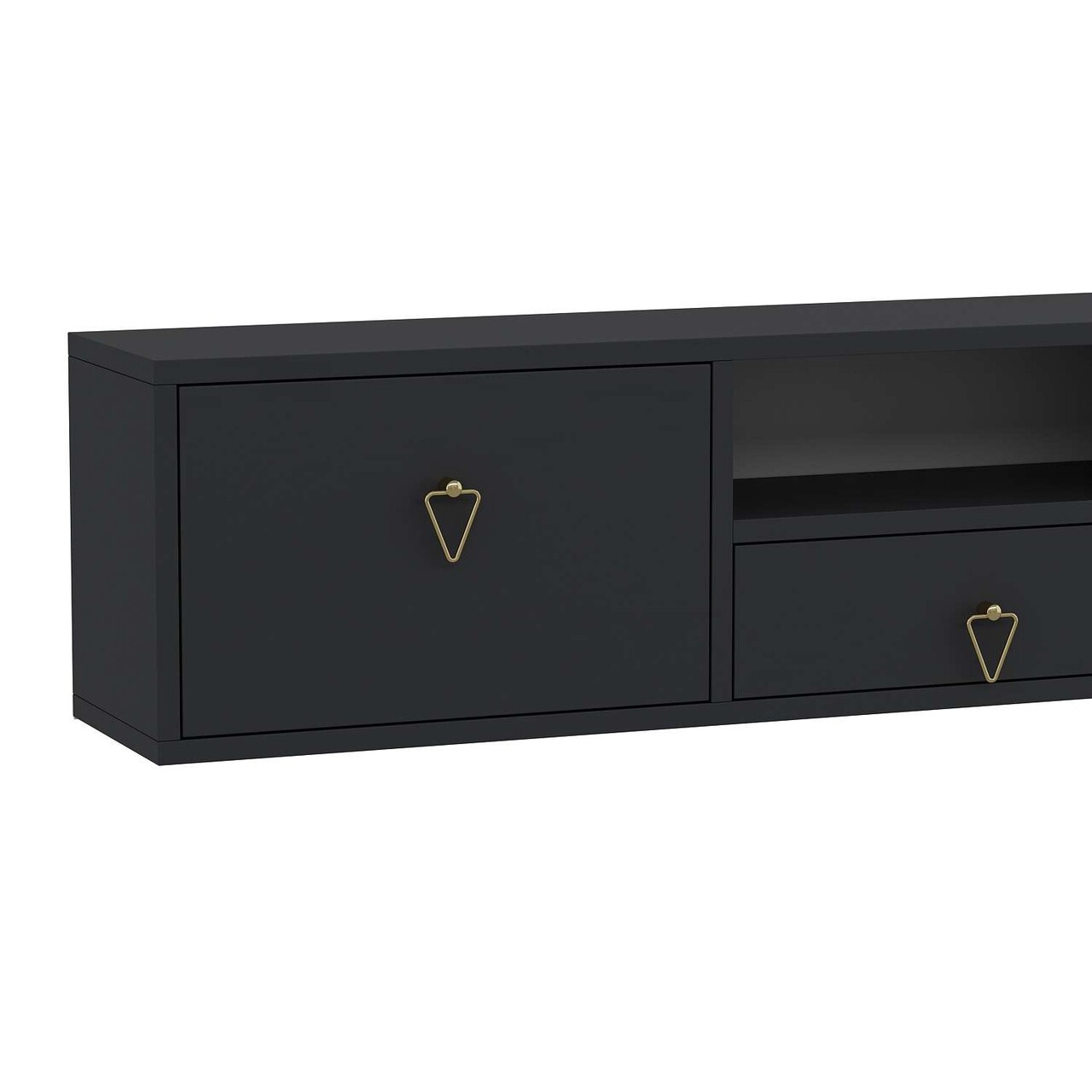 Comoda TV, Hanah Home, 1303-DROP-1, 140x30x30 cm, PAL , Antracit / Aur - view 5