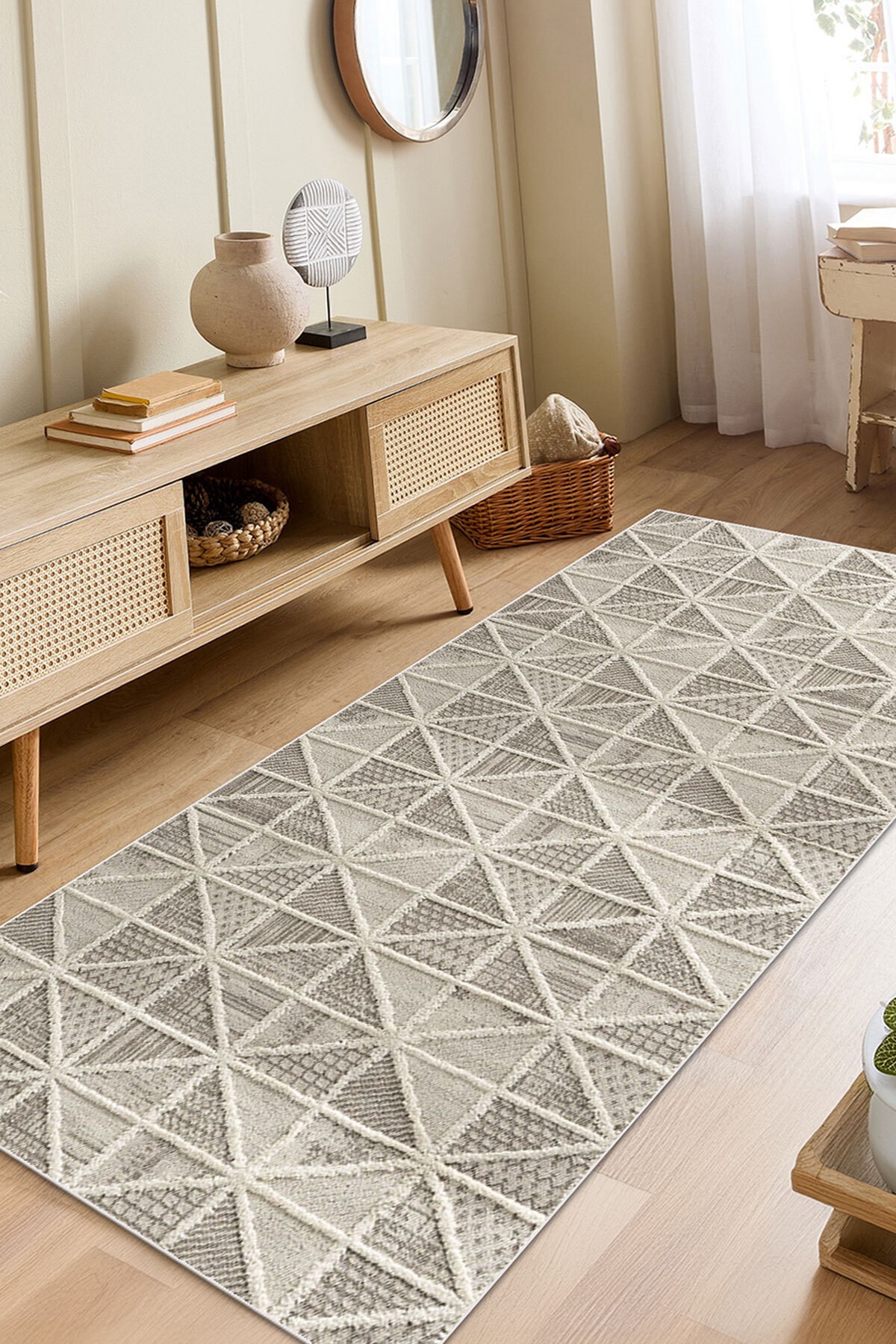 Covor, DC-7299-YOLLUK-54, 100x300 cm, Poliester, Bej