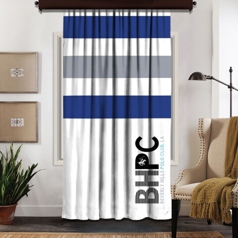 Draperie Beverly Hills Polo Club, 140×260, 100% poliester, Dark Blue/Grey/White (POLO imagine 2022 by aka-home.ro