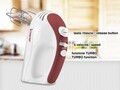 Mixer de mana Beper, 300W, 5 viteze+Turbo, 19.5x7x14 cm, inox, alb/rosu