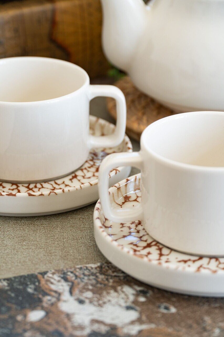 Set pentru ceai, Hermia, 858CMR2106, Portelan, Farfurie: 14 cm (2 bucăți), Multicolor - view 6