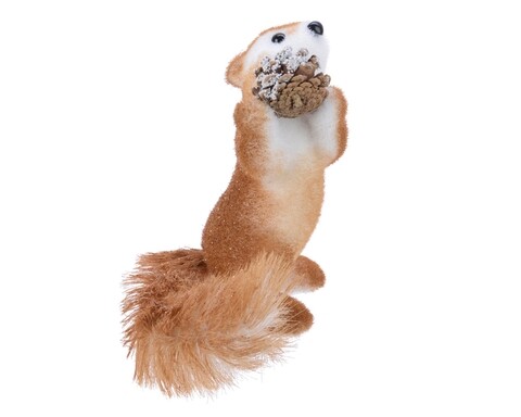 Decoratiune Squirrel with pinecone, Decoris, 13x17x19 cm, spuma, maro
