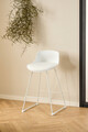 Scaun de bar Tina, Actona, 50x49x84 cm, piele ecologica/otel, alb