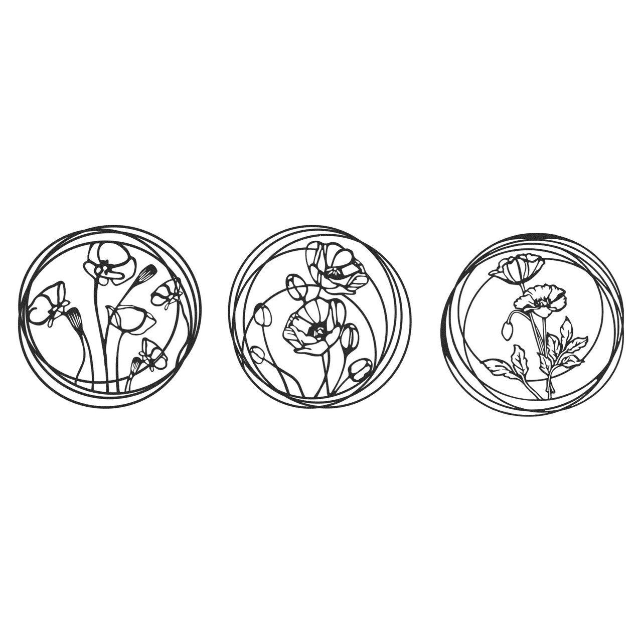 Set de accesorii decorative de perete din metal, RT-NMD-075, Dimensiune: 39 x 39 cm (3 bucăți), Negru — imaginea 2