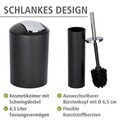 Set de baie 4 piese Calvo, Wenko, ABS/metal, negru/argintiu