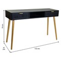 Consola Creaciones Meng, 132x41x79 cm, MDF/bambus, negru/auriu