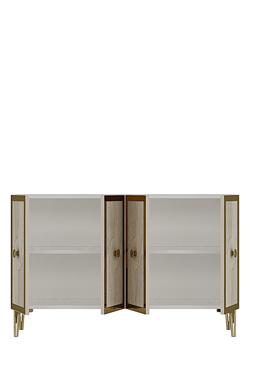 Consola, Hanah Home, Pega 120, 120x79x32 cm, White / Travertine / Gold - view 6