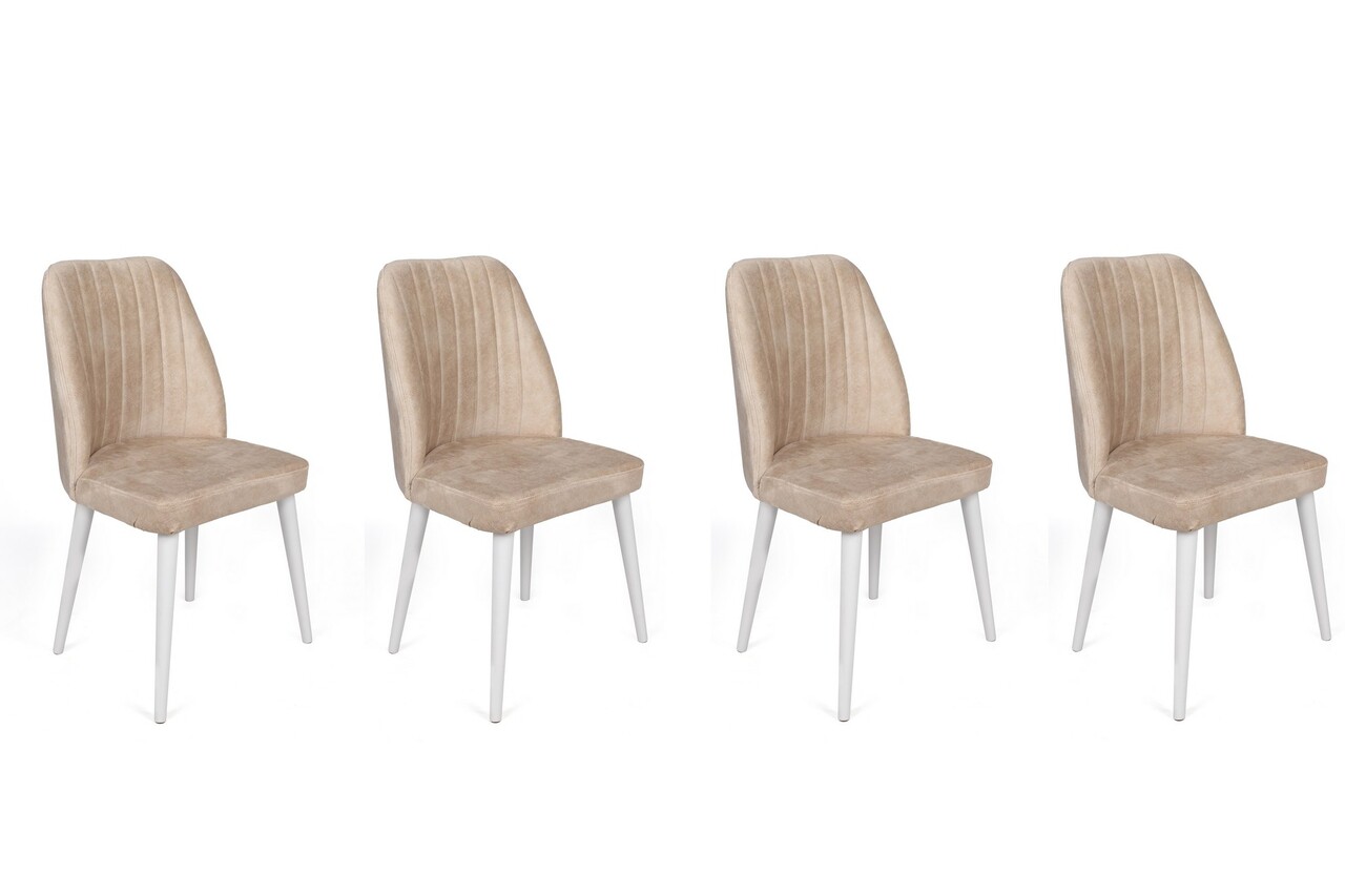 Set de scaune, Nmobb, Alfa-494 V4, Metal , Bej/Alb