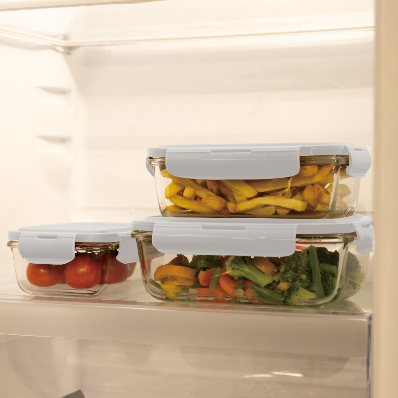 Set 3 caserole cu capac Berlinger Haus, Sahara, 570 ml / 840 ml / 1.18 L, sticla/plastic, crem/transparent - imagine 2