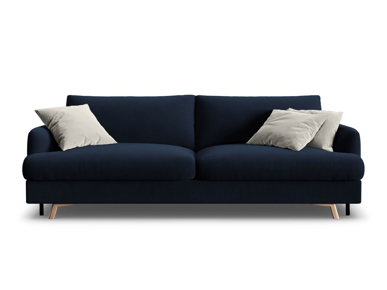 Canapea extensibila 3 locuri, Naomi, Micadoni Home, 233x110x95 cm, catifea, albastru regal