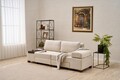 Canapea extensibila 3 locuri, Balcab Home, 825BLC4309, Lemn, Crem