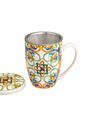 Cana cu infuzor, Medicea Giglio, Brandani, D8x11.5 cm, portelan New Bone China/infuzor inox