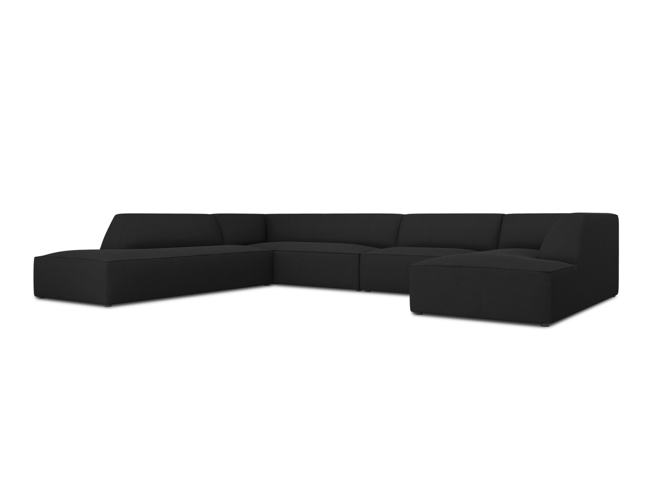 Coltar panoramic stanga 7 locuri, Ruby, Micadoni Home, BL, 366x273x69 cm, poliester, negru - 1 | YEO