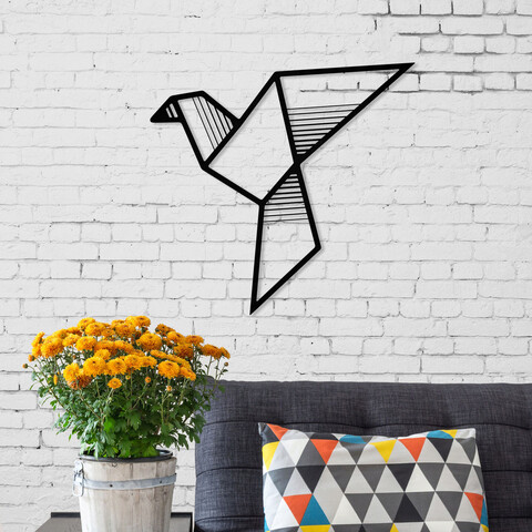 Decoratiune de perete, fly, metal, dimensiune: 47 x 49 cm, negru