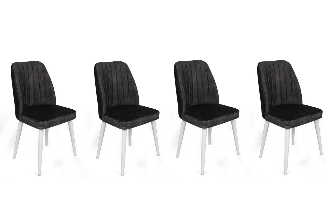 Set de scaune, Nmobb, Alfa-497 V4, Metal , Antracit/Alb
