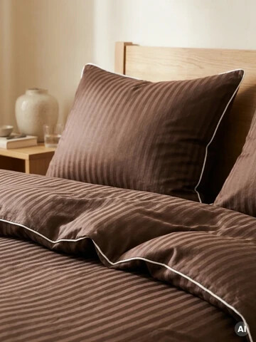 Lenjerie de pat King Size, Calma, Homla, 200x220 cm, 3 piese, bumbac/bambus, maro