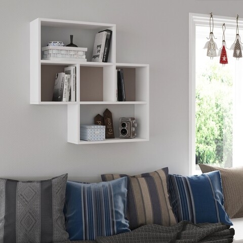 Raft pentru perete maybe, homitis, 85x20x85 cm, alb/light mocha