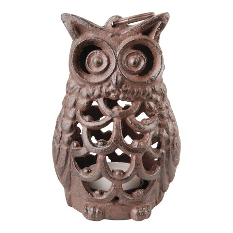 Suport lumanare pentru gradina, Esschert, Owl, 8 x 9 x 14.1 cm, fier forjat
