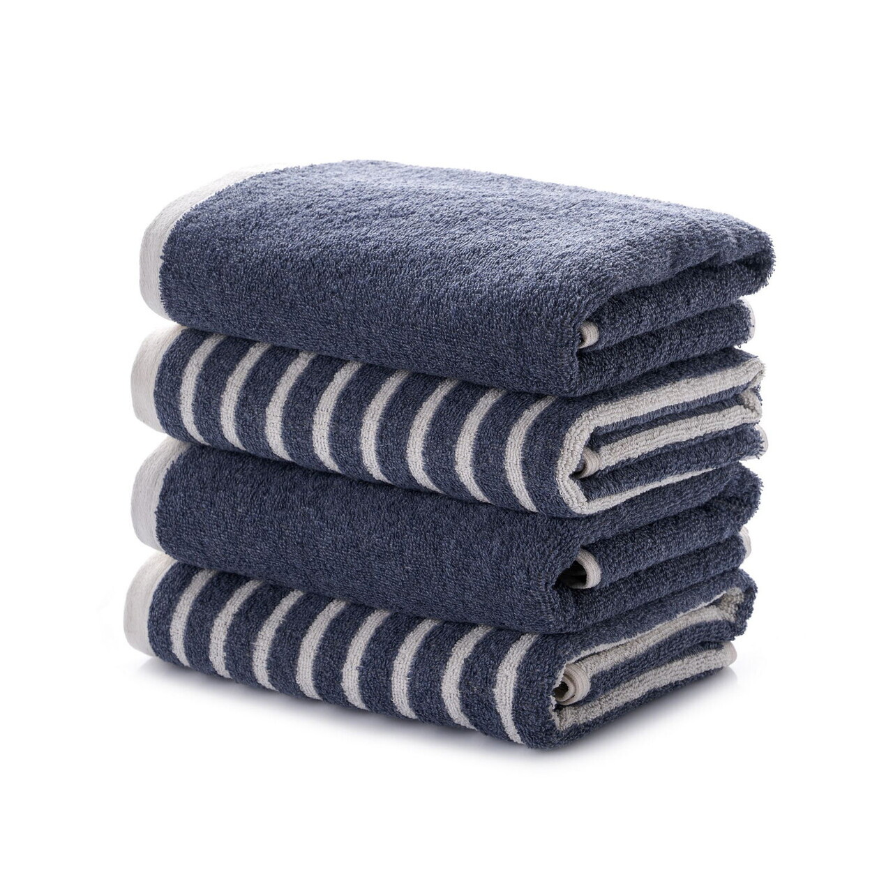Set prosoape, L'essentiel Maison, Stripe Melange, Bumbac, Albastru inchis — imaginea 2