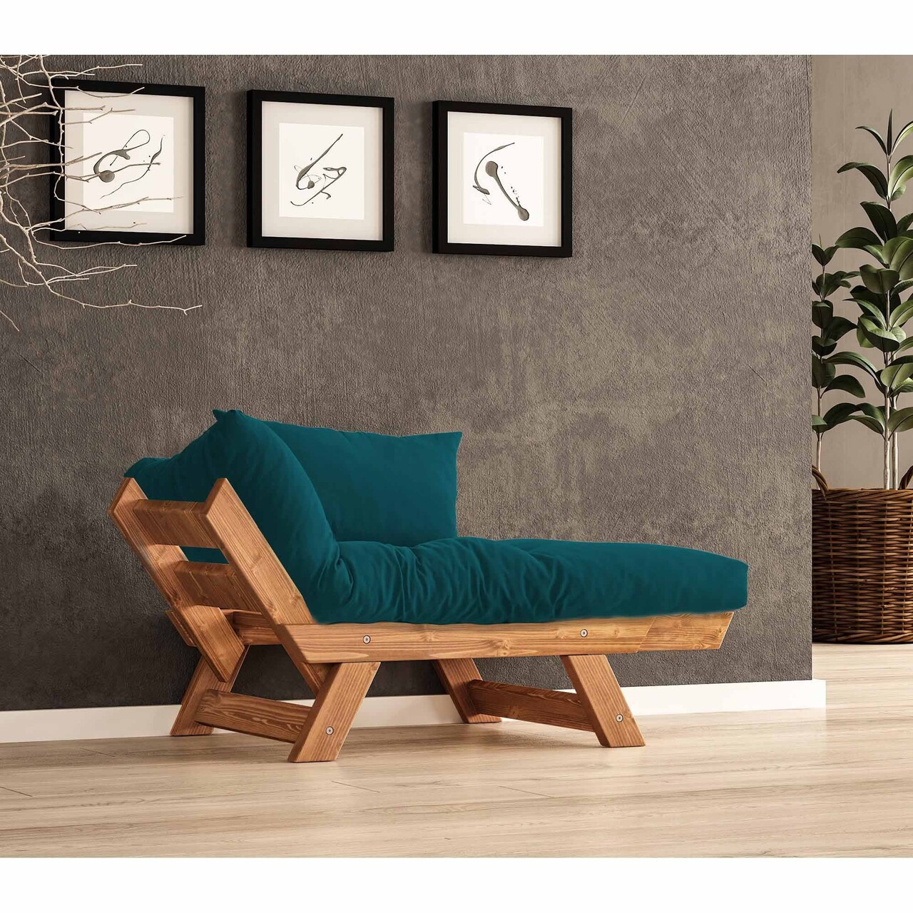 Fotoliu de gradina, Hanah Home, CPT8158-140, Teak / Verde Petrol - view 2
