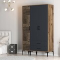 Dulap pentru haine, Hommy Craft, Kumsal PT, 120x47.5x201.4 cm, PAL, Nuc / Antracit