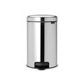 Cos de gunoi cu pedala, Brabantia, NewIcon Brilliant Steel, 12 L, 33.8x25.1x41.1 cm, otel, argintiu