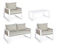 Set mobilier pentru gradina/terasa 4 piese Captiva, Bizzotto, aluminiu/textilena, alb