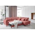 Coltar extensibil dreapta 4 locuri ELTAP, RT-24LU, Noble, 255x201x100 cm, lemn/poliester, roz inchis