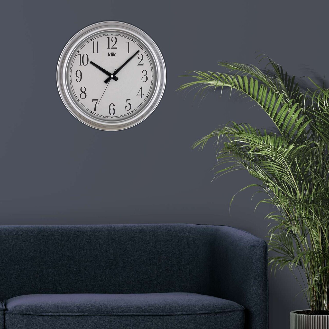 Ceas de perete decorativ, Beta, 90% PLASTIC/10% STICLĂ, Dimensiune: 38 x 38 cm, Argintiu