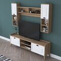 Comoda TV cu raft, Wren, AA101 - 2559, pal melaminat, alb/nuc