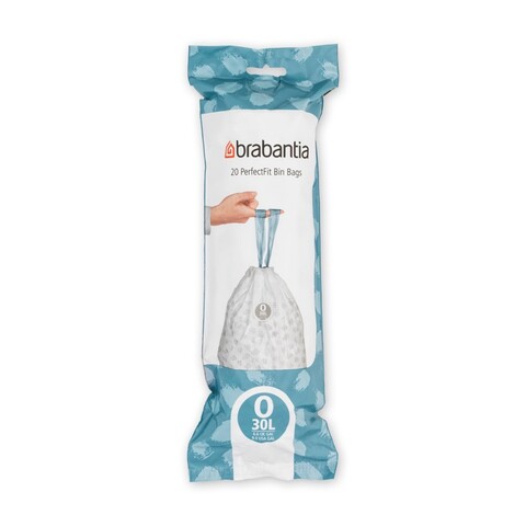Set 20 saci de gunoi, Brabantia, PerfectFit, marimea O, 30 L, polipropilena, alb