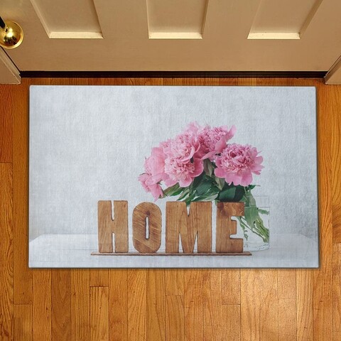 Covoras de intrare home and peonies, casberg, 38x58 cm, poliester, multicolor