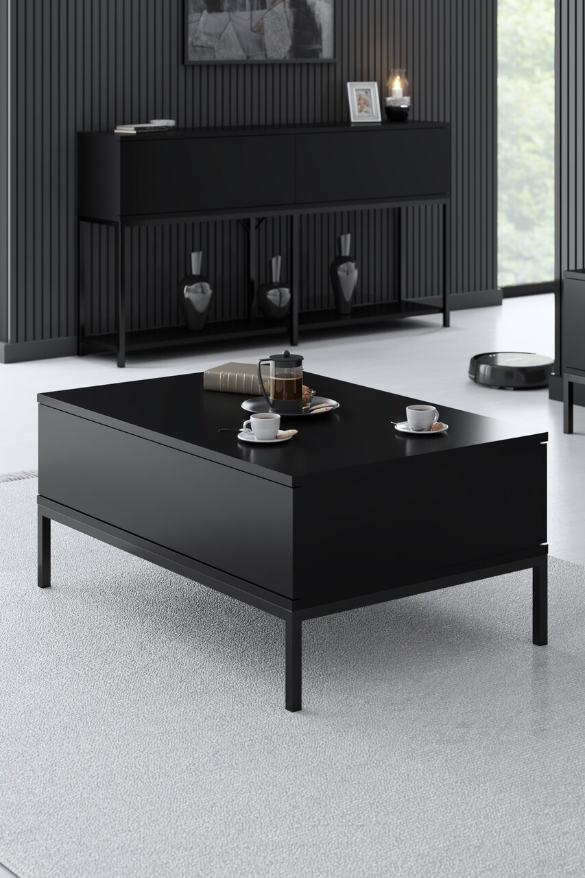 Masuta de cafea, Bexley, Lord, 90x40x60 cm, PAL, Negru