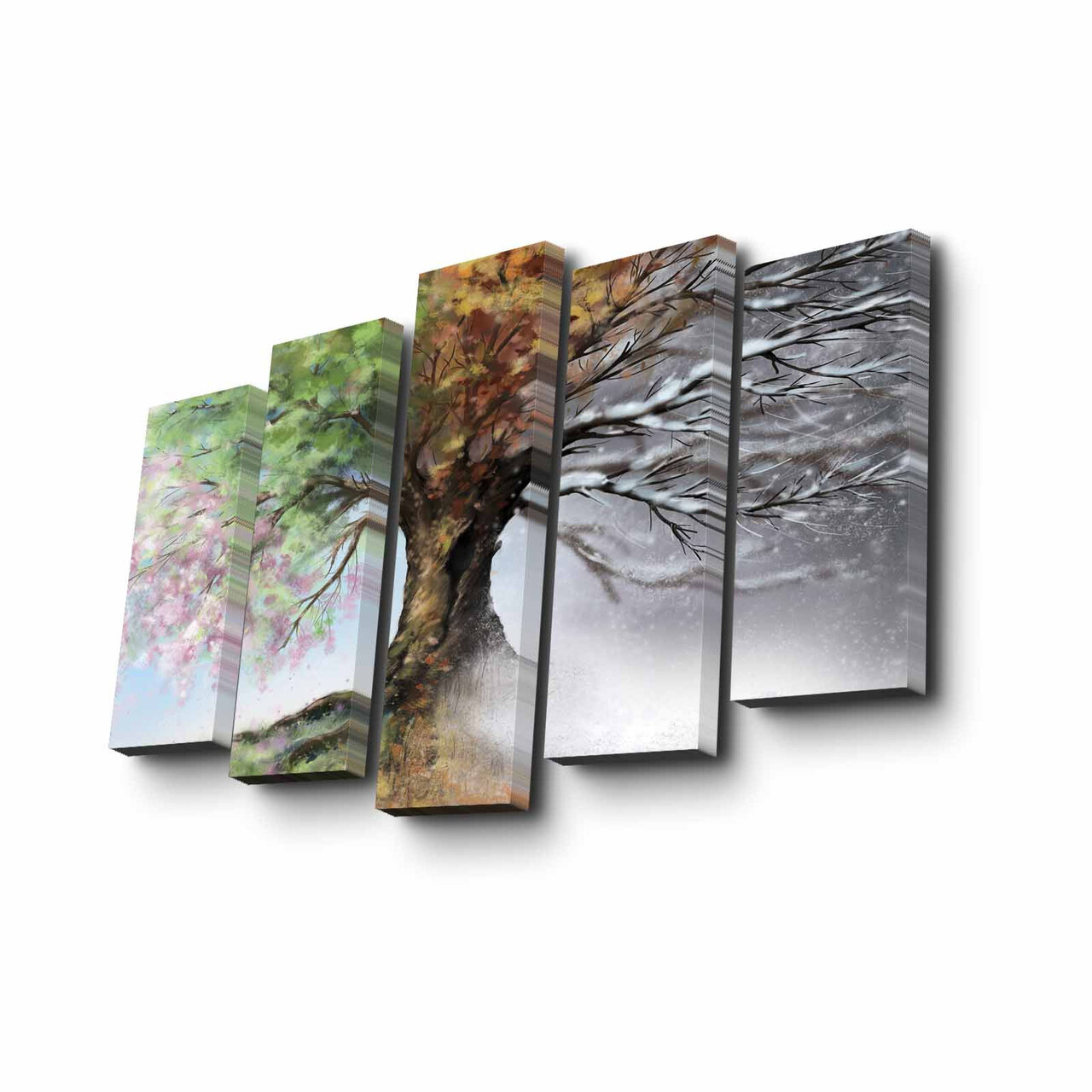 Set 5 tablouri decorative, 5PUC-042, Dimensiune: 14 x 50 cm (1 bucată), Multicolor - view 3